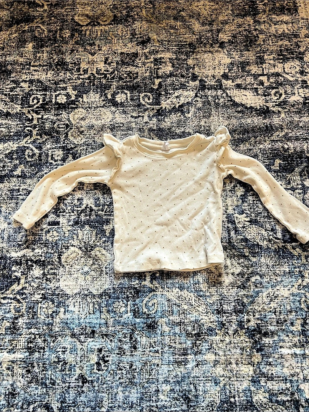 Gap Girls Long Sleeve Polka Dot Top Cream Girls 3T